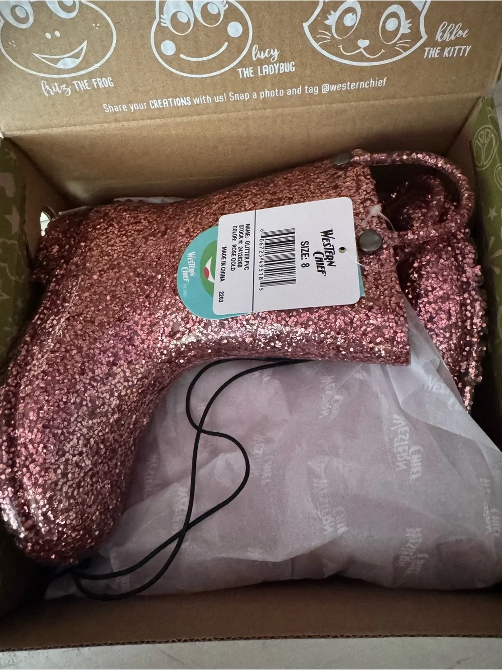 NWT Toddler Pink Glitter Rain Boots - 8